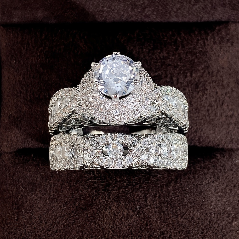 Luxurious Micro Pave Zirconia Ring Set