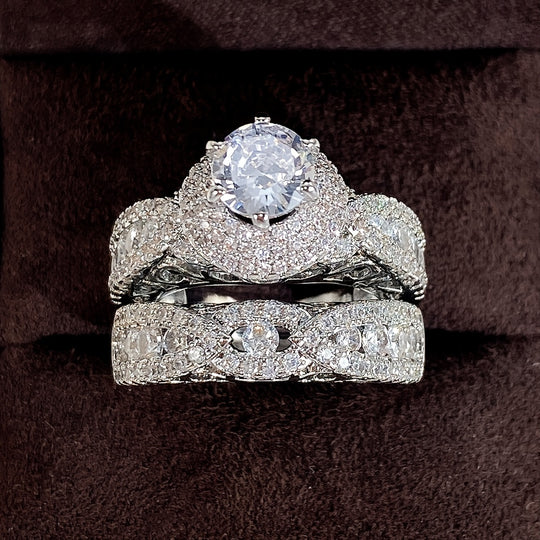 Luxurious Micro Pave Zirconia Ring Set