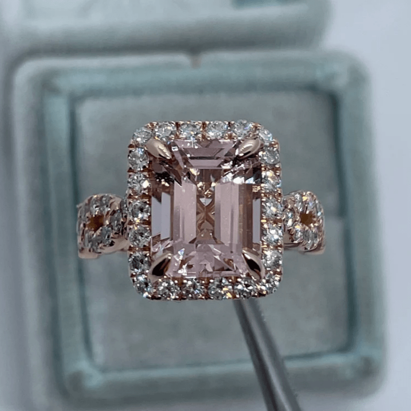 Romantic Pink Princess Cut Ring