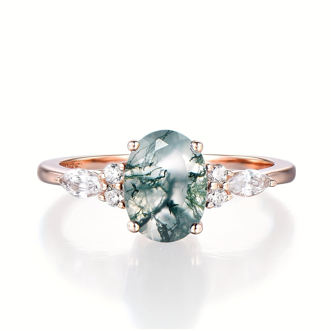 Elegant Moss Agate Ring