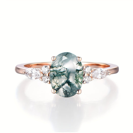 Elegant Moss Agate Ring