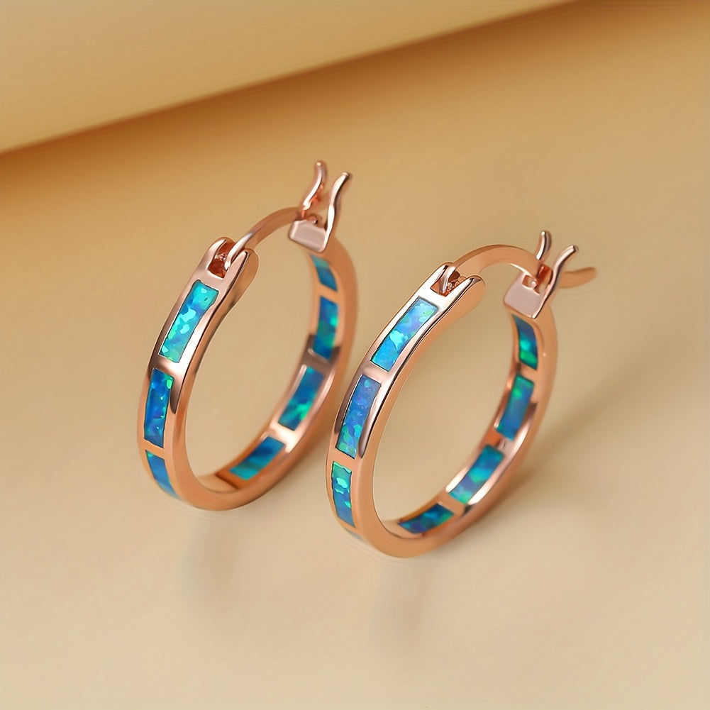 Timeless  Boho Opal Hoop Earrings