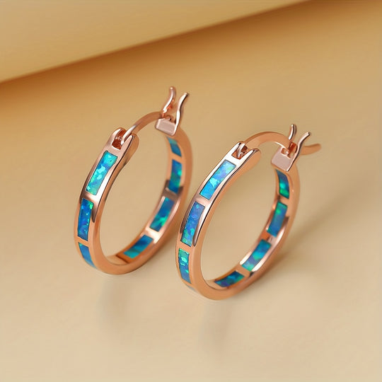 Timeless  Boho Opal Hoop Earrings