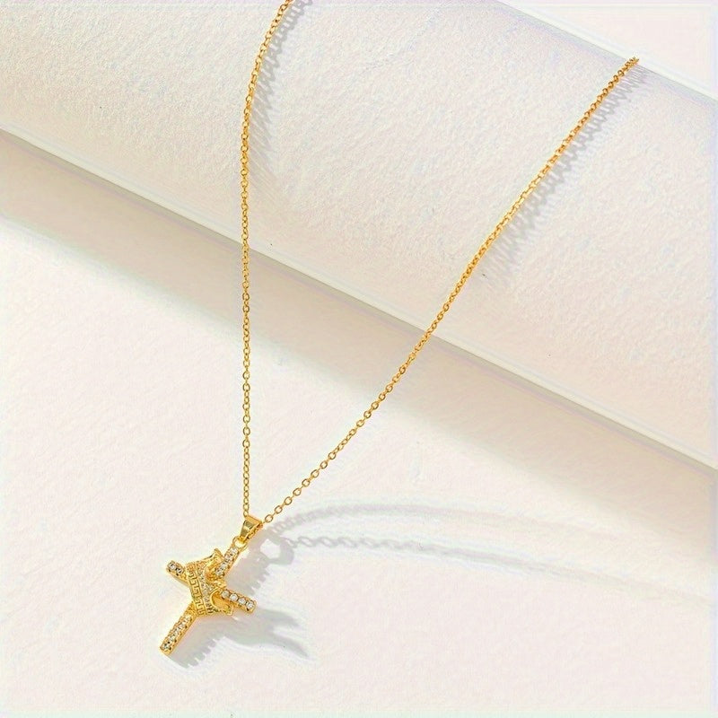 Classic Crown Cross Pendant Necklace