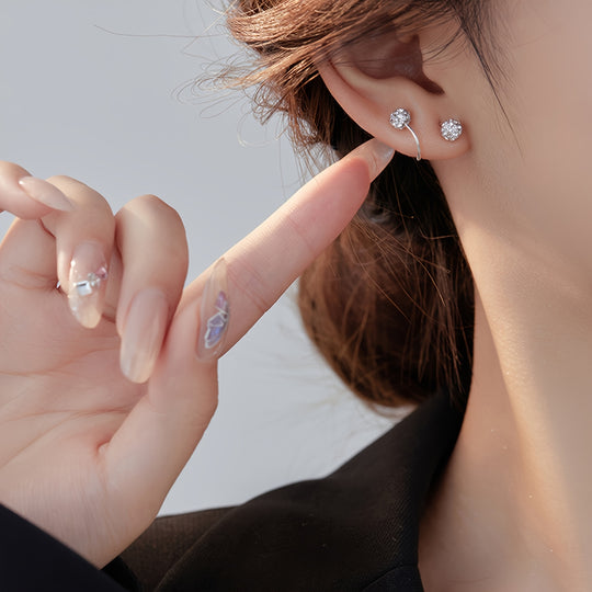 Sparkling Double Sphere Stud Earrings