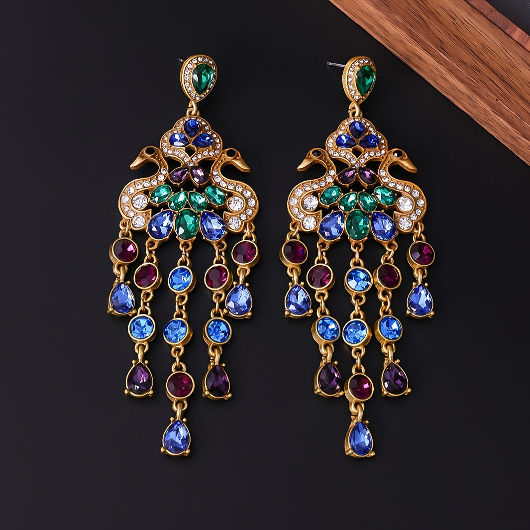 Colorful Peacock Dangle Earrings