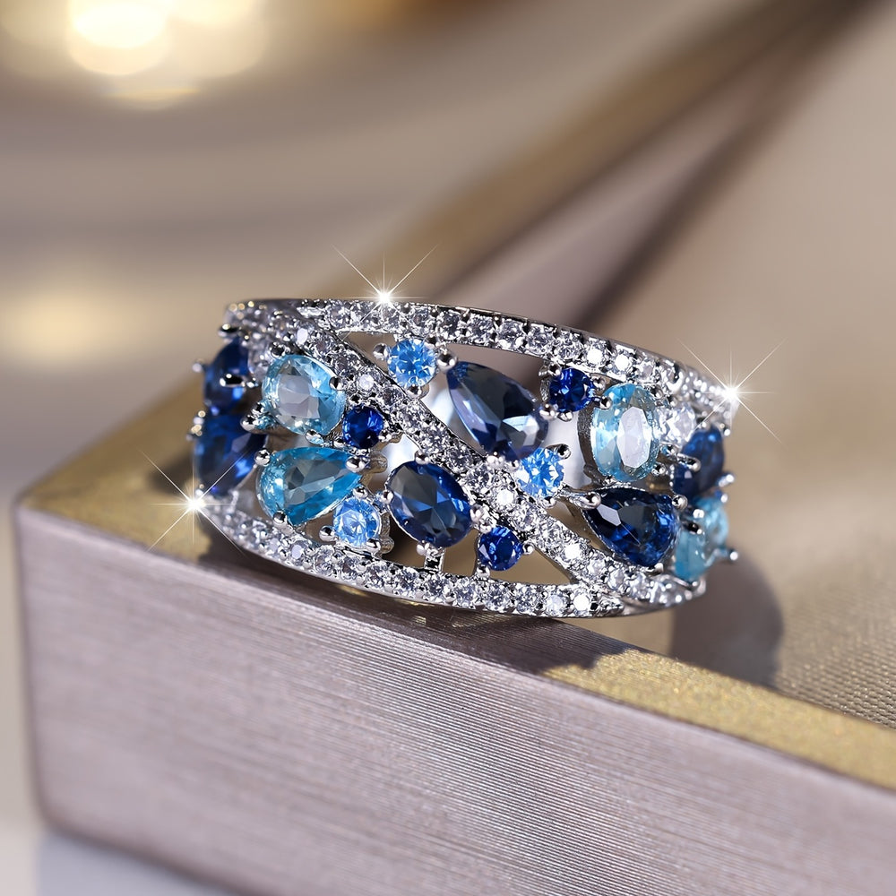 Sleek Blue Gemstone Promise Ring