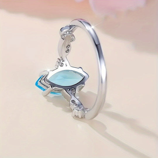 Charming Blue Oval Zirconia Ring