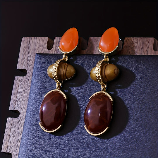 Retro Modern Oval Teardrop Earrings