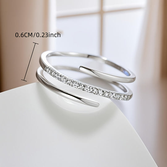 Simple White Zirconia Spiral Ring
