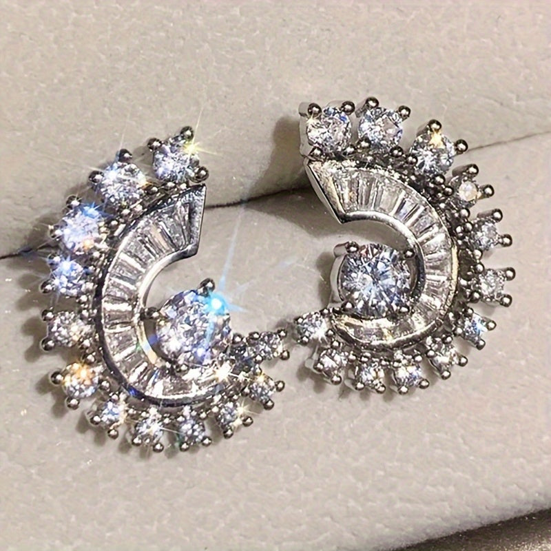 Chic Minimalist Spiral Zirconia Earrings