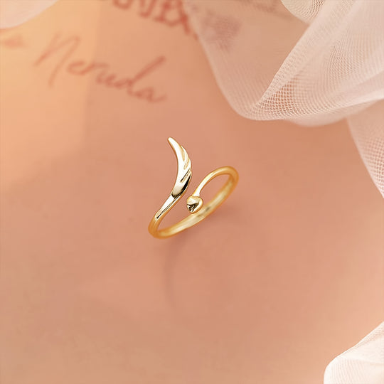 Simple Heart & Wing Open Ring