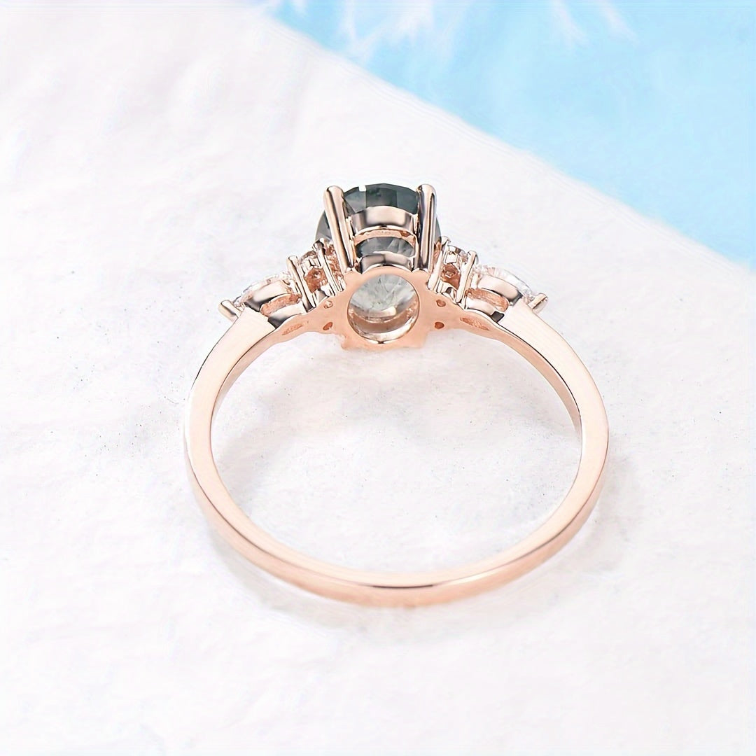 Elegant Moss Agate Ring