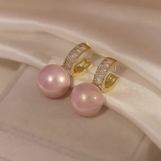Pink Pearl Zirconia Earrings