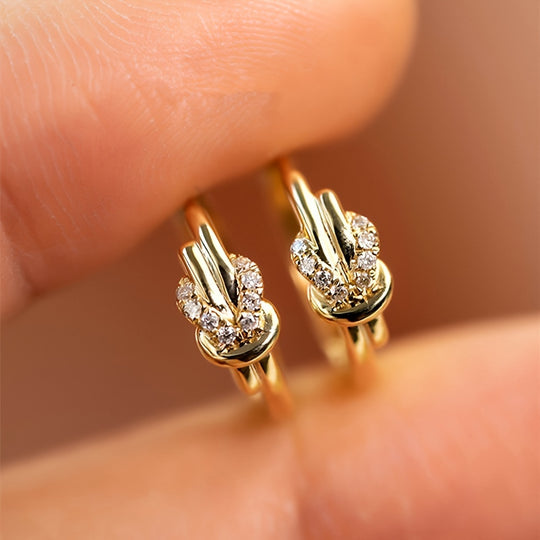 Elegant Twisted Knot Zirconia Hoop Earrings