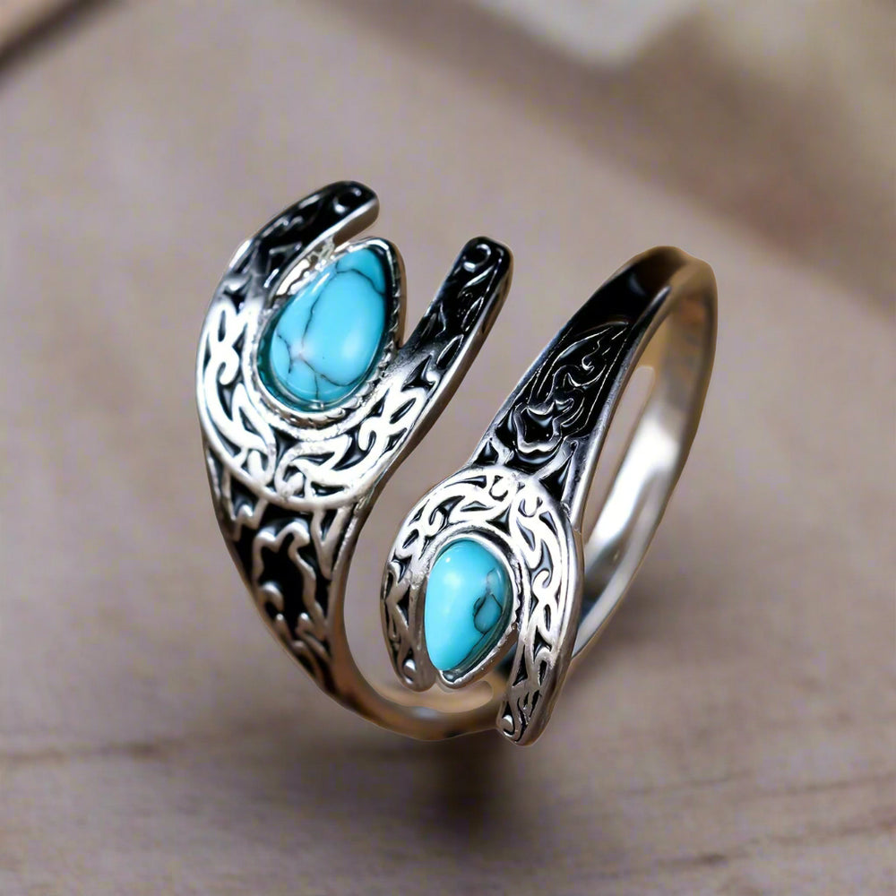 Modern Turquoise Silver Spoon Ring