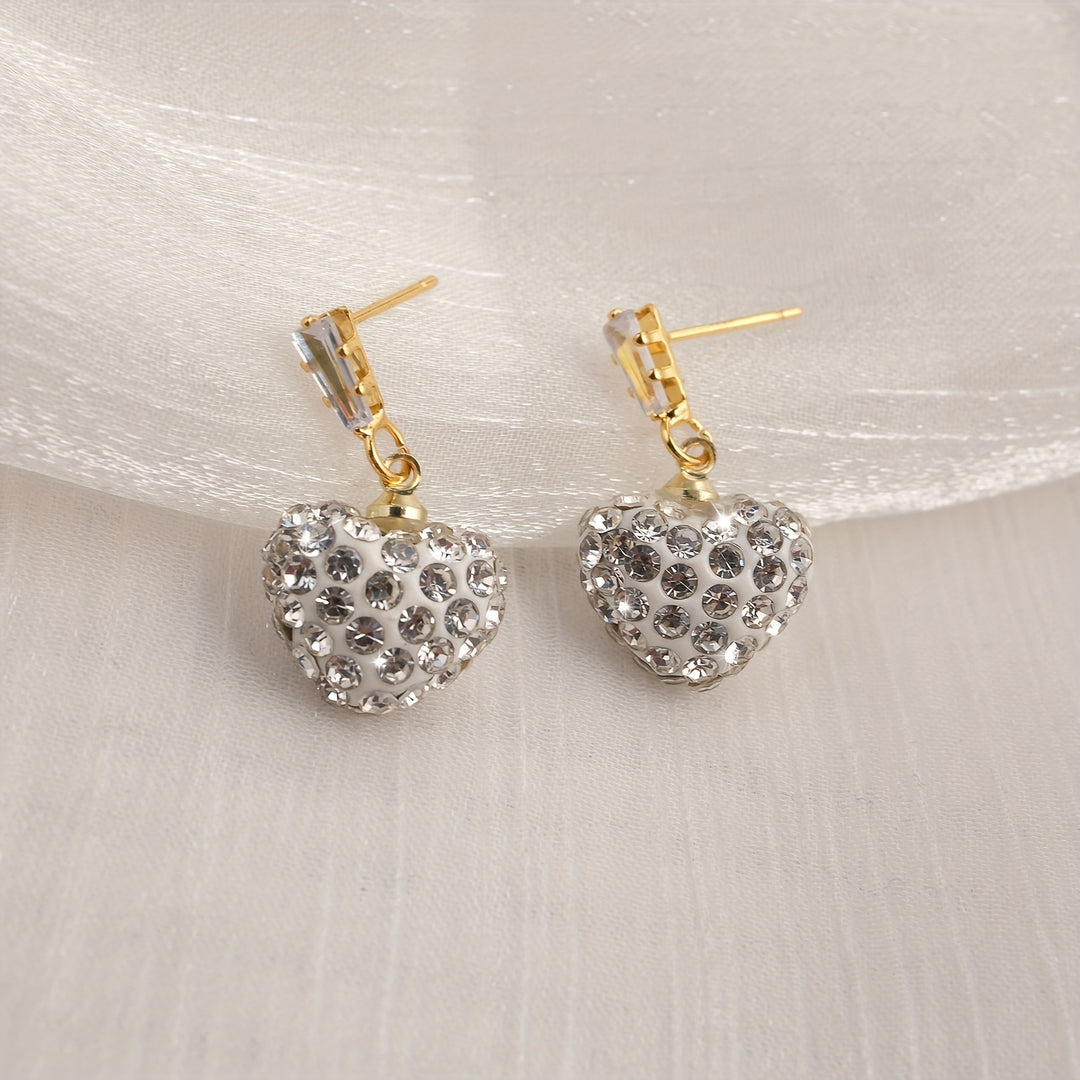 Luxurious Red Heart Dangle Earrings