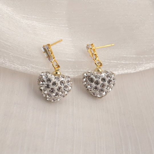 Luxurious Red Heart Dangle Earrings