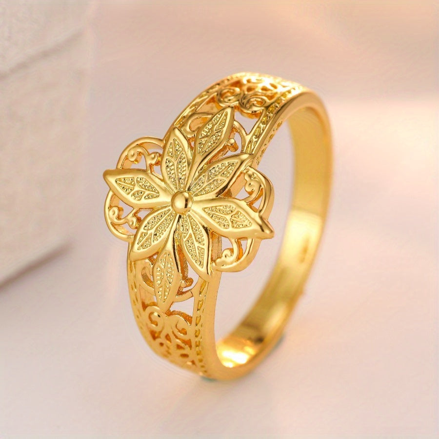 Elegant Gold-Plated Floral Ring