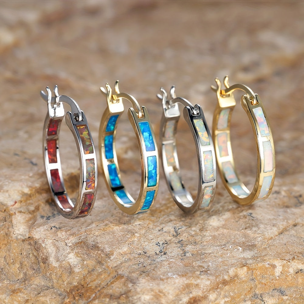 Timeless  Boho Opal Hoop Earrings