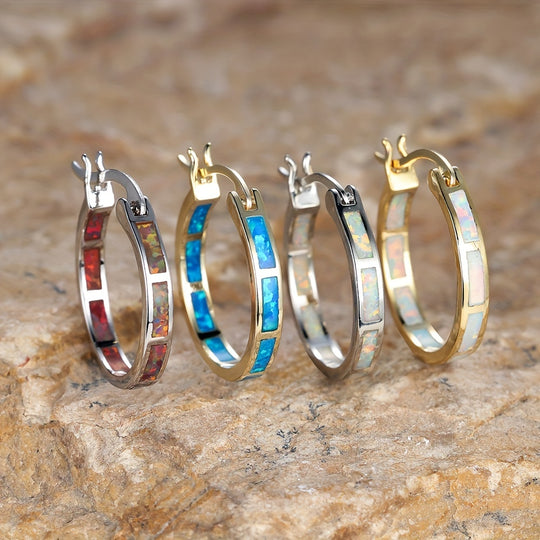Timeless  Boho Opal Hoop Earrings