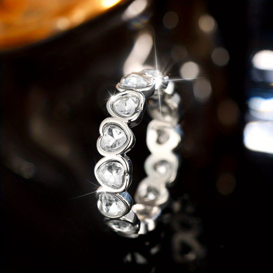 Heart-Shaped Silver Plated Copper Ring