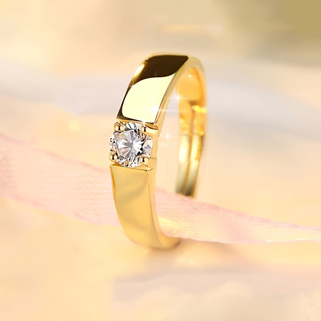 Elegant 2 Pieces Adjustable Zirconia Ring Set