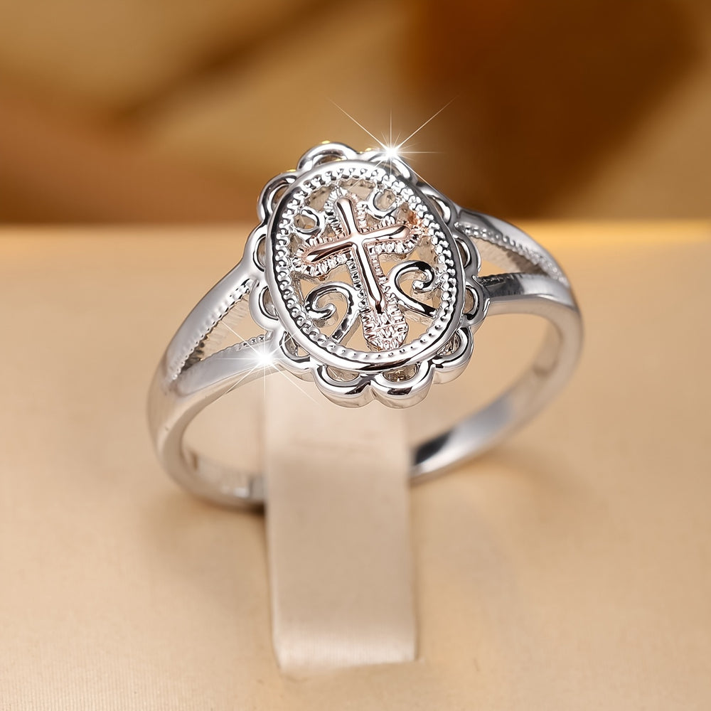 Stylish Hollowed-out Cross Ring