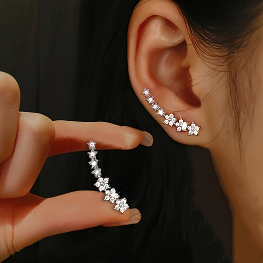 Elegant Floral Rhinestone Earrings
