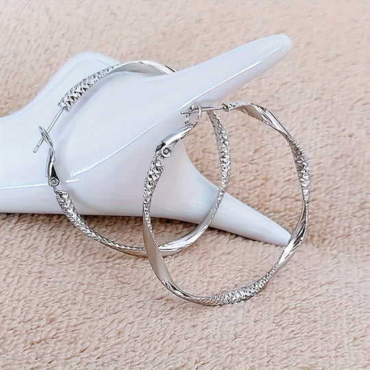 Simple Rippled Round Earrings
