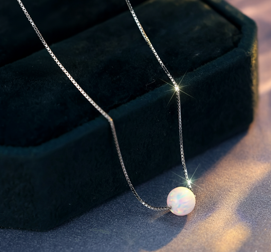 Timeless Round White Opal Necklace