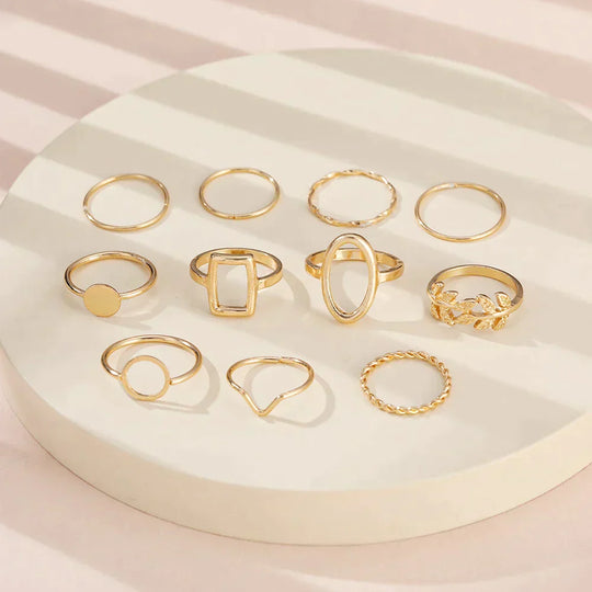 Pack of 11  Sleek Silver Rings