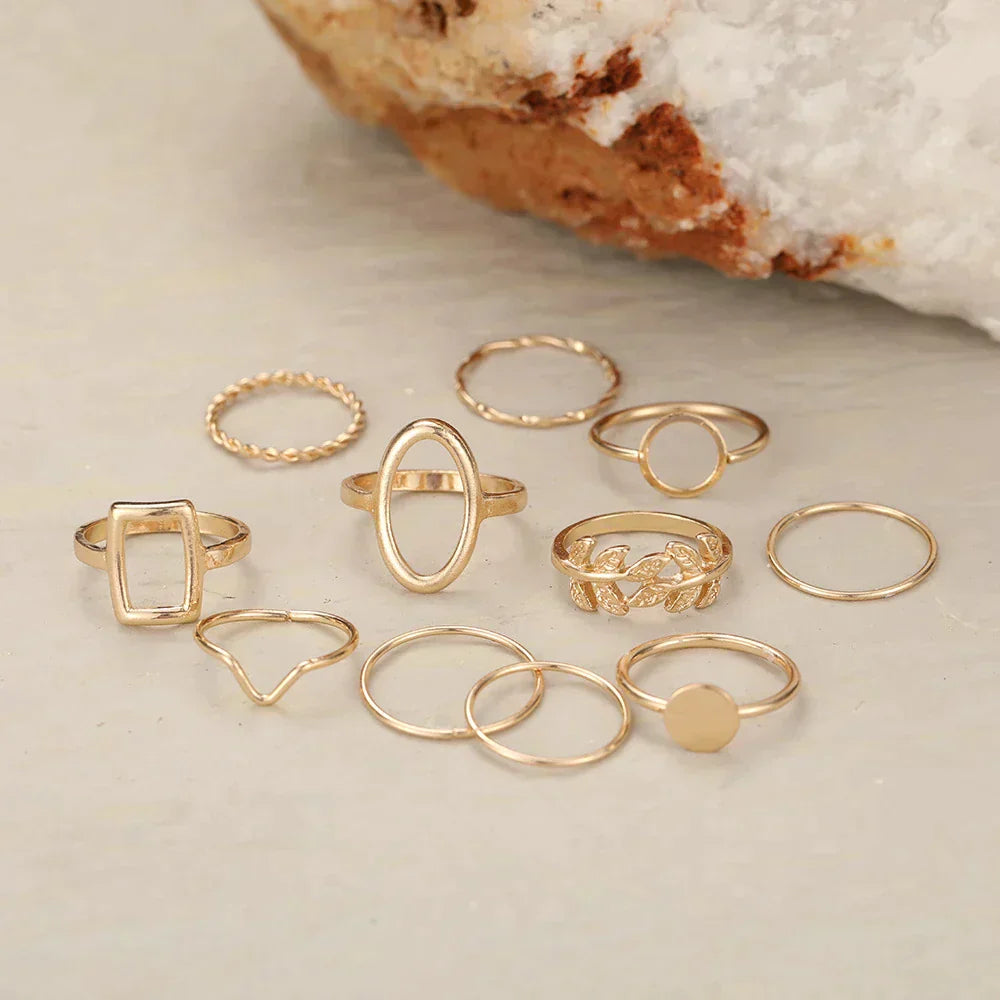 Pack of 11  Sleek Silver Rings
