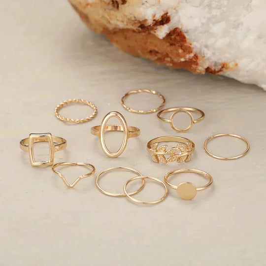 Pack of 11  Sleek Silver Rings