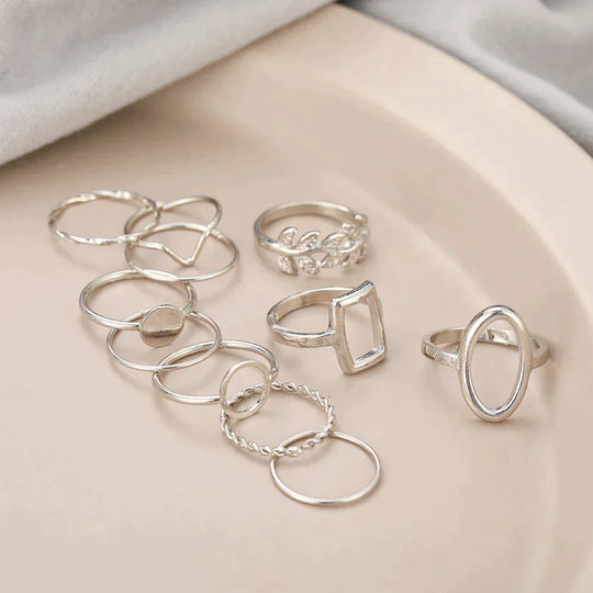 Pack of 11  Sleek Silver Rings