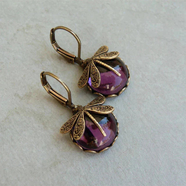 Spherical Dragonfly Earrings in Modern Gold