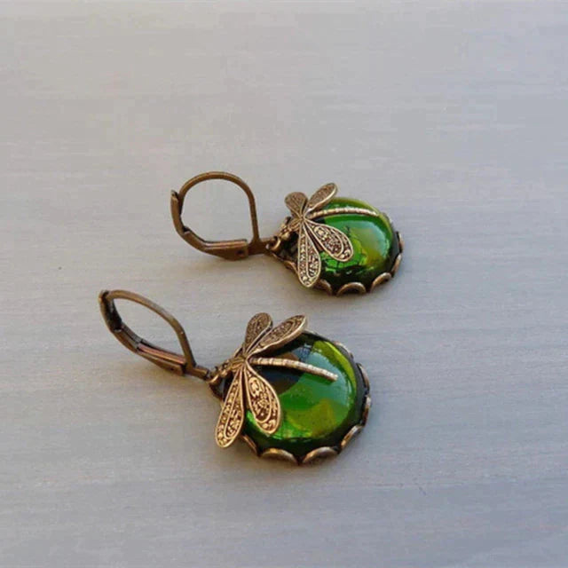 Spherical Dragonfly Earrings in Modern Gold