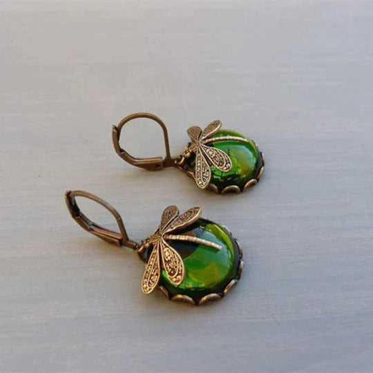 Spherical Dragonfly Earrings in Modern Gold