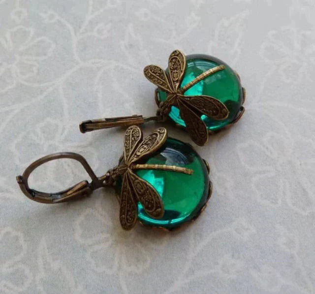 Spherical Dragonfly Earrings in Modern Gold