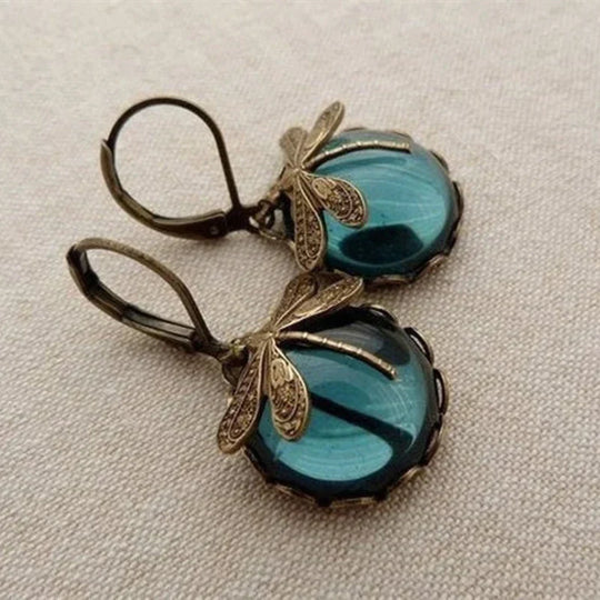 Spherical Dragonfly Earrings in Modern Gold