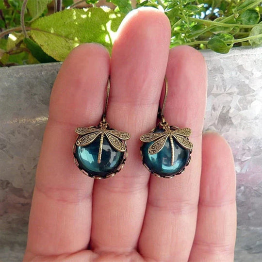 Spherical Dragonfly Earrings in Modern Gold