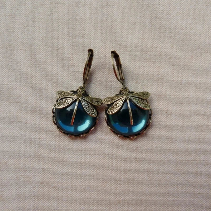 Spherical Dragonfly Earrings in Modern Gold