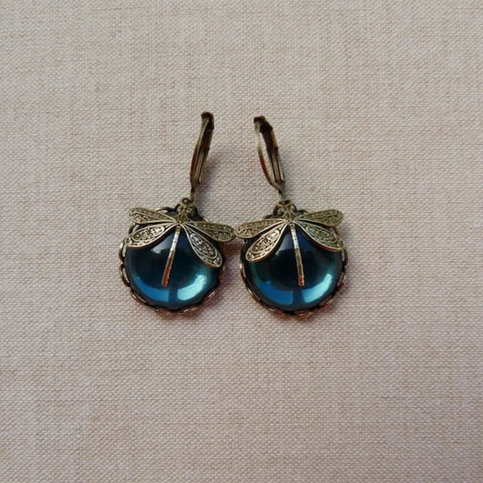 Spherical Dragonfly Earrings in Modern Gold