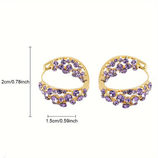 Chic Purple Sparkle Hoop Earrings