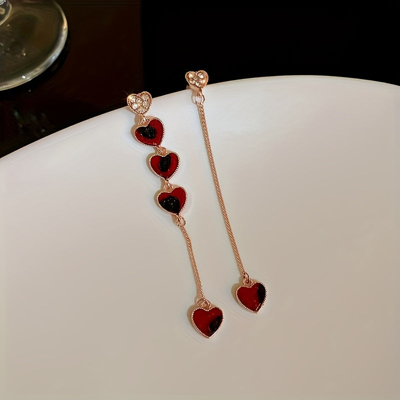 Asymmetrical Heart Chain Earrings