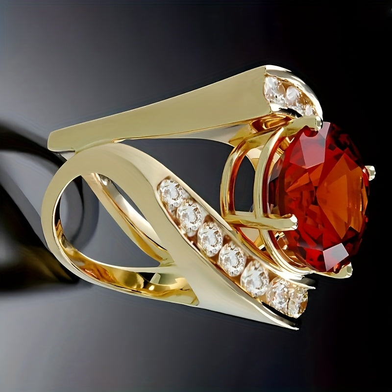 Timeless Red Stone Ring with Accents