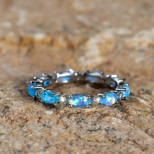 Elegant Oval Opal Zirconia Women’s Ring