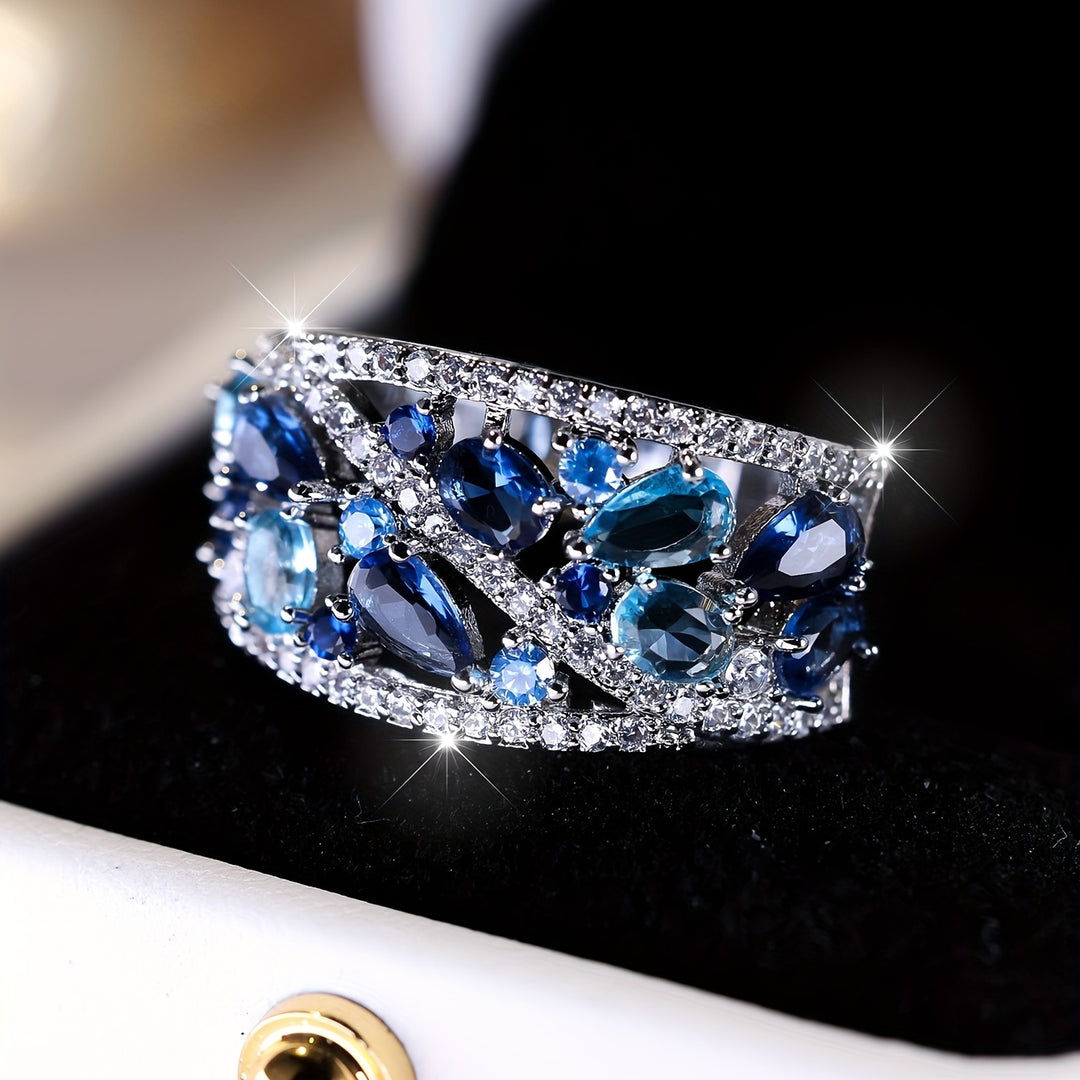 Sleek Blue Gemstone Promise Ring