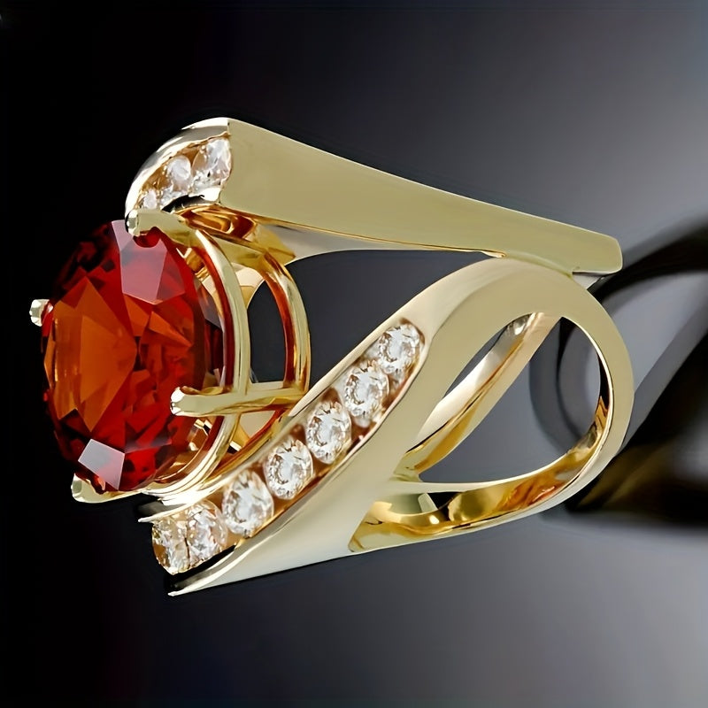 Timeless Red Stone Ring with Accents