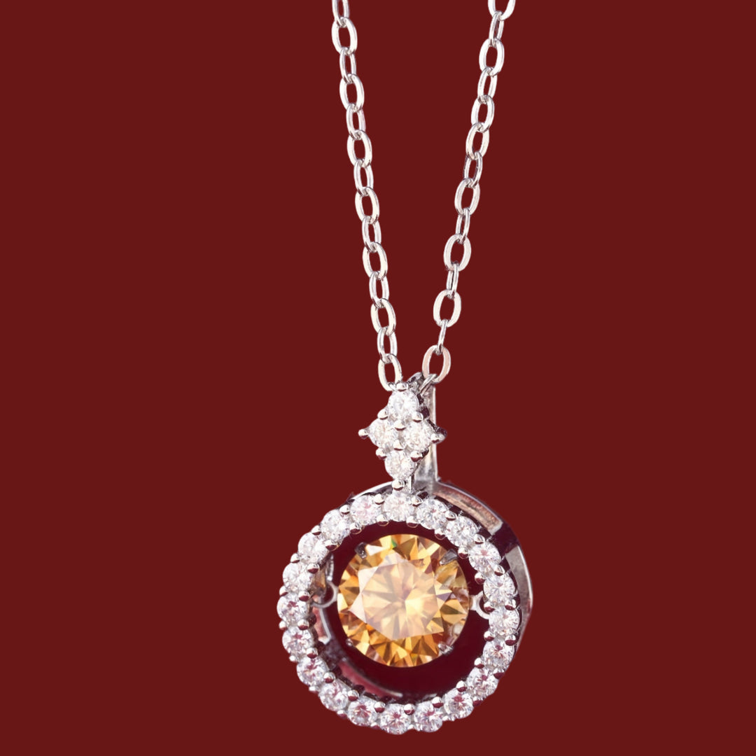 Moissanite Pendant Silver Necklace